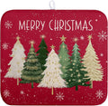 Wnoesat Merry Christmas Dish Drying Mat for Kitchen Counter 16x18 Inch Red Xmas Tree Snowflakes Drying Pad Winter Holiday Absorbent Microfiber Dish Draining Reversible Dish Drainer Rack Mat