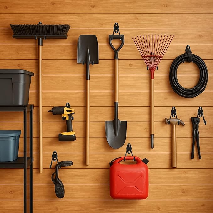 KAROSOM 8 Pack Garage Hooks, Garage Tool Organizer Wall Mount, Heavy Duty for Utility Organizer, Steel Utility Garage Hooks for Ladders, Garden Tools, Bike