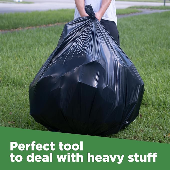 ToughBag 95-96 Gallon Trash Bags Heavy Duty (25 Count) - Extra Large Black Garbage Can Liners for 90-100 Gallon Cans - Made in USA