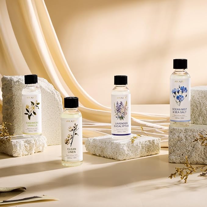 Airkeep Reed Diffuser Oil Refill/Ocean Mist&Sea Salt/3.38 oz(100ml)/3 Pack/Scented Oil Refill for Reed Diffuser Home Fragrance for Bedroom, Bathroom Office Home Decor