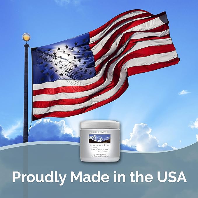 SMELLS BEGONE 15oz Gel Odor Eliminator - Absorb & Remove Tough Odors in Pet Areas, Bathrooms, Basements, Garage, Cars, RVs & Boats - Eliminate Odors Quickly (2-Pack, Fragrance Free)