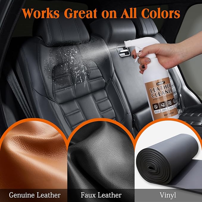 LISRUX Leather Cleaner and Conditioner Kit-2×18oz Leather Care For Car Seats, Furniture, Couches, Shoes & Boots, Restores & Protects All Leather For Natural, Synthetic, Faux, Pleather, pH-Balanced