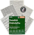FEBU Swedish Dishcloths for Kitchen | 5 Pack Black Minimalist Reusable Paper Towels Washable | Swedish Dish Towels | Non-Scratch Cellulose Sponge Cloths | No Odor, Biodegradable Cleaning Cloths