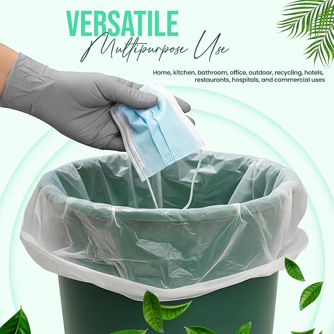 Premium 10-15 Gallon Trash Can Liners 1000 Count (24" x 33", 6 Mic) – Strong Multipurpose Clear Trash Bags on Easy-Tear Rolls for Home, Office, Commercial & Industrial Use – 20 Rolls, 50 Count