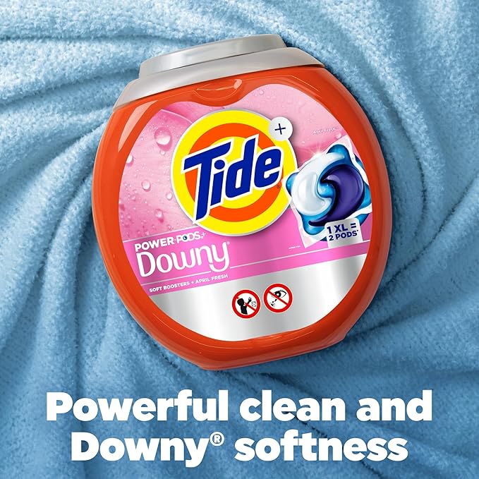 Tide Power PODs + Downy Laundry Detergent Pods, 45 Count, Soft Boosters + April Fresh