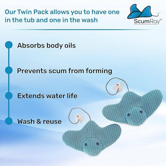 Twin Pack Hot Tub Scum Absorber - Reusable Spa & Pool Cleaner, Keeps Water Clear, Essential Hot Tub Accessories for Adults for Scum, Hot Tub Oil Absorbing Sponge Original