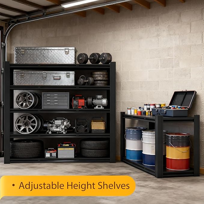 CXDMB Heavy Duty Storage Shelves Unit, Adjustable Metal Garage Shelving,3500LBS Garage Storage Industrial Shelves,Storage Racks,Steel Shelf Suitable for Shop,Warehouse,Basement