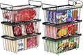 iSPECLE Chest Freezer Organizer Bins - Fits 7 Cu.Ft Deep Freezer, 6 Pack Stackable Wire Baskets(14.7" Length), Heavy Duty Coated Freezer Organizer, Rust Resistant for Frozen Food Sorting, Black