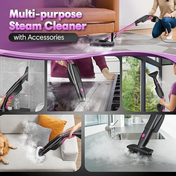Standable Safe & High Temp Steam Mop Cleaner for Deep Cleaning, Powerful MultiPurpose and Heavy Duty Handheld Steam Cleaner, Detachable Floor Steamer with 18 Accessory for Hardwood Laminate Tile Grout