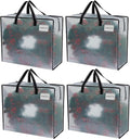 VENO 4 Pack Moving Bags, Christmas Storage Containers, Storage Totes, Zipper On Top, Sturdy, Storage Bags for Camping, Clothes, Bedding, Comforters, Pillows (22 Gallon Clear, 4 Pack)