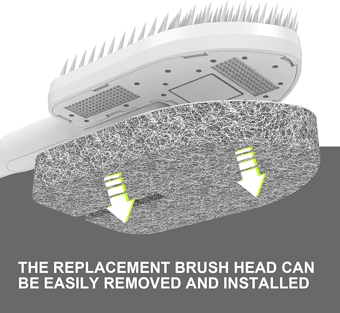 EHOMGUI Tub Scrubber Cleaning Brush, Non-Scratch Shower Scrubber with Long Handle, 6 Replaceable Natural Fiber Pads & A Double-Sided Head, Scrub Brush for Cleaning Bathroom Kitchen Wall Sink