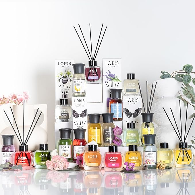 Loris Reed Diffuser - Bubble Gum - Aromatic Home Fragrance with Natural Essential Oils, 4.06 fl oz/120 mL – Long‑Lasting, Non‑Toxic, Gift Ready Scented Diffuser with Sticks for Room & Bathroom