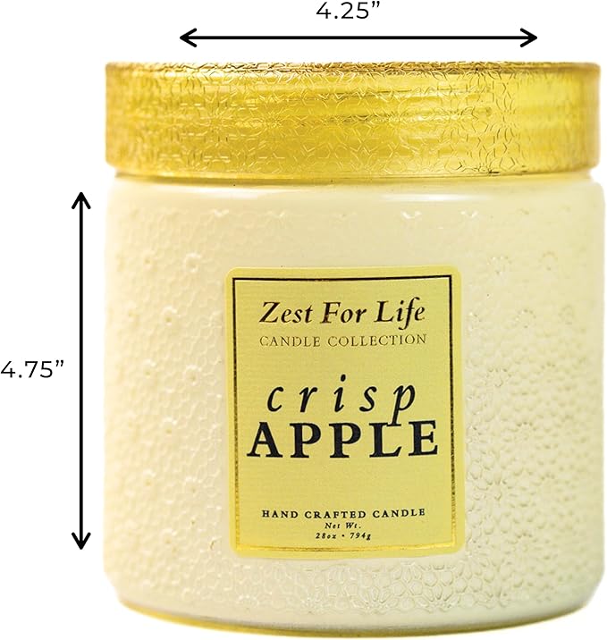 A Cheerful Giver - 28oz Large Scented Candle Jar with Lid- Zest for Life - 130 Hours of Burn Time, Gift for Women (Large, Crisp Apple)