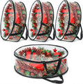 4 PCS Wreath Storage Bag Christmas Wreath Storage Container Waterproof Holiday Garland Clear PVC Container with Handle Heavy Duty for Xmas Holiday Seasonal Garland Black