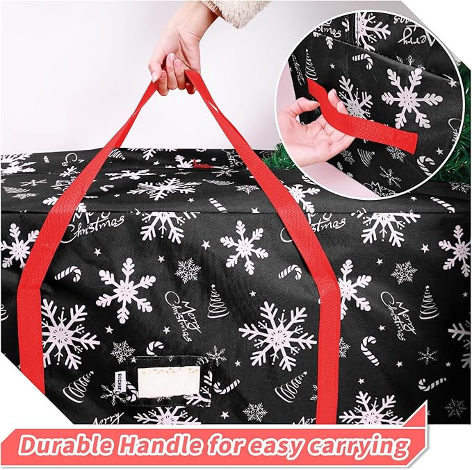 Christmas Tree Storage Bag 9ft (3pc Set), 600D Oxford Tear-proof Xmas Tree Bag, Fits Up to 9 Foot Artificial Trees, Reinforced Handles&Zippered&Durable, Holiday Decoration Storage Bags, Black