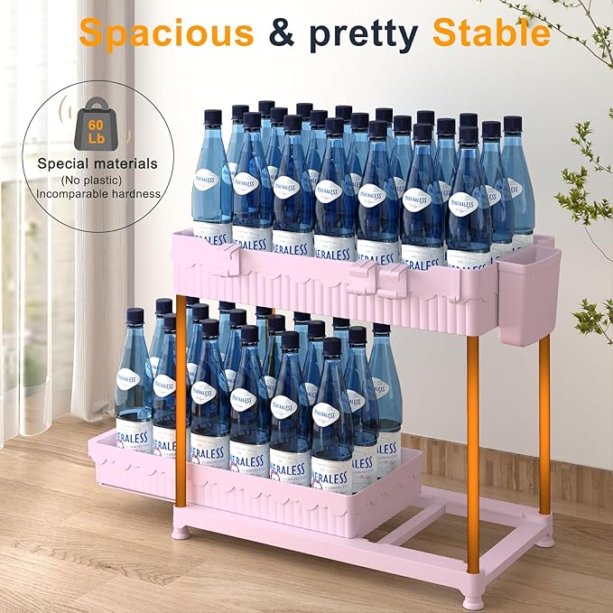 Sevenblue 3 Pack Under Sink Organizers, 2-Tier Multi-Use Kitchen and Bathroom Organizers and Storage with Sliding Drawers，Bathroom Cabinet Organizer (Pink, 14.8 Inch)