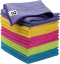 INFICRIME Microfiber Cleaning Cloths, 15 Pack Cleaning Rags, Wet and Dry Use Cleaning Towels, Highly Absorbent and Soft Feel, Lint Free, Streak Free, 11.5"X11.5"(Red/Yellow/Green/Blue/Purple)