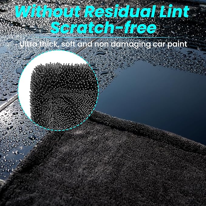Mysticline 2 Pack 1300 GSM Car Drying Towel,Double-Sided Microfiber Towels for Cars(36" x 24"),Extra Large Ultra Absorbent,Without Residual Lint,Scratches or Water Spots