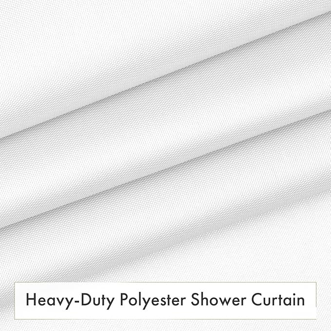Amazer Extra Long Shower Curtain Liner Washable 72x90 Inches, Tall Shower Liner Fabric with 2 Bottom Stones, Waterproof 2-in-1 Shower Curtain and Liner, 12 Grommet Holes, Hotel Quality, White