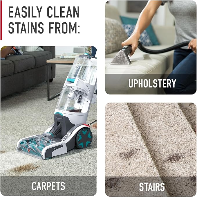 Hoover SmartWash+ Automatic Carpet Cleaner Machine for Carpet and Upholstery, Deep Cleaning Carpet Shampooer Machine, Pair with a Hoover Carpet Cleaner Solution for a Bright, Refreshed Home