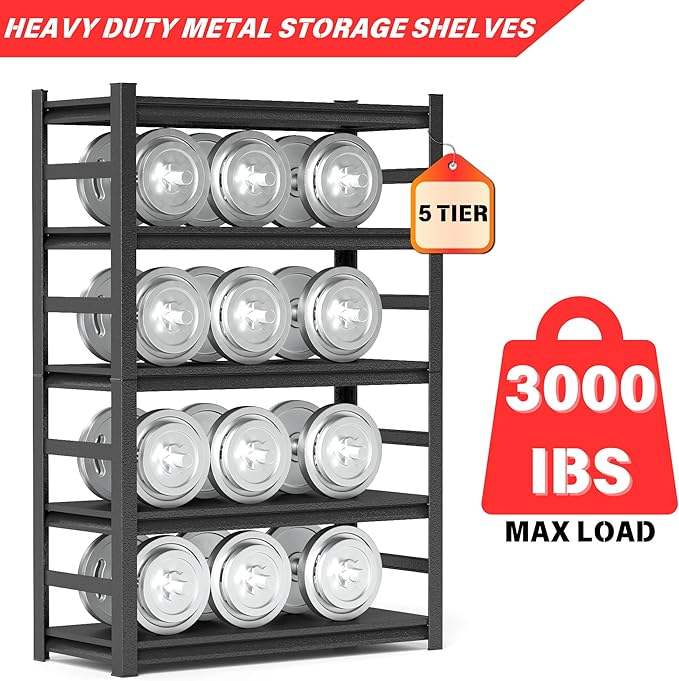 Notmise 82“H Kitchen Shelves, 6-Tier Freestanding Metal Kitchen Storage Shelving Unit, Adjustable Pantry Rack, Heavy Duty Shelves Organizer, 3000 LBS Capacity, 81.9" H × 39.4" W × 15.7" D, Black