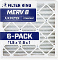 Filter King 11.5x11.5x1 Air Filter | 6-PACK | MERV 8 HVAC Pleated A/C Furnace Filters | MADE IN USA | Actual Size: 11.5 x 11.5 x .75"