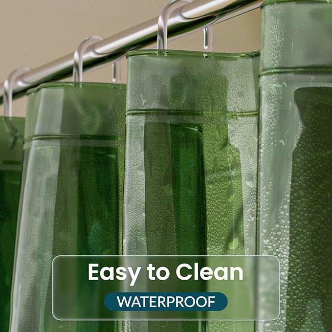 Titanker Shower Curtain Liner, Plastic Shower Liner PEVA 72 x 72 Lightweight Waterproof Shower Curtains for Bathroom with Magnets and Grommets, Dark Green