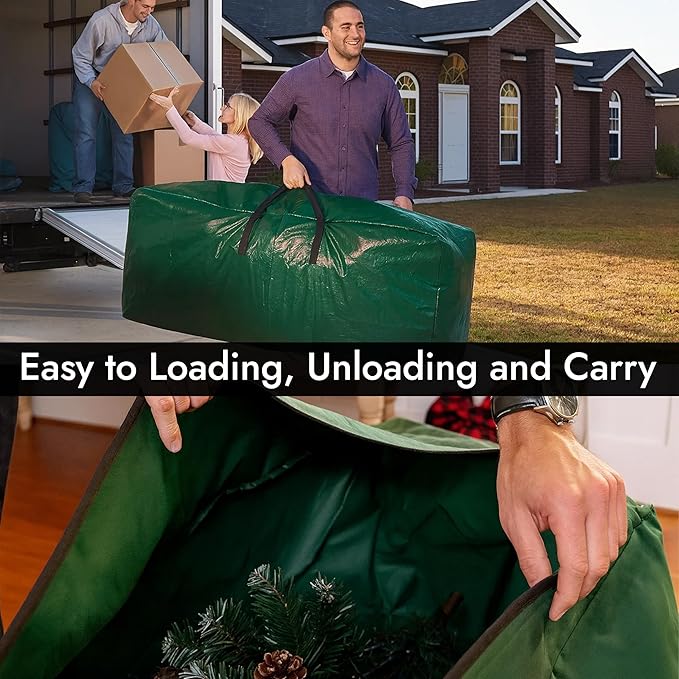 NEW 7.5 ft Christmas Tree Storage Bag – Reinforced Heavy Duty Christmas Tree Bag For Artificial Tree – Waterproof with Durable Handles & Zipper – Holiday Xmas Tree Storage Bag (GREEN)