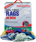 Recycled Color Knit Cleaning Rags (10 lbs. Compressed Box) – Shop Cloths Bulk for Workshops, Mechanics, Painters, and Home Use, Multipurpose Cotton T-Shirt Rags