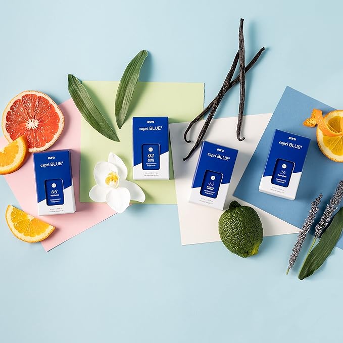 Capri Blue Pura Smart Home Plug-in Diffuser Refills – Includes 2 Capri Blue Pura Refills for Plug In Diffusers for Home - Long Lasting Luxury Scents - Blue Jean (Pack of 2)
