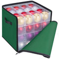 BALEINE Christmas Ornament Storage Box with Dividers, Premium Holiday Ornaments Storage Container Bin for Xmas Decorations (64 Ball, Green, Soft)