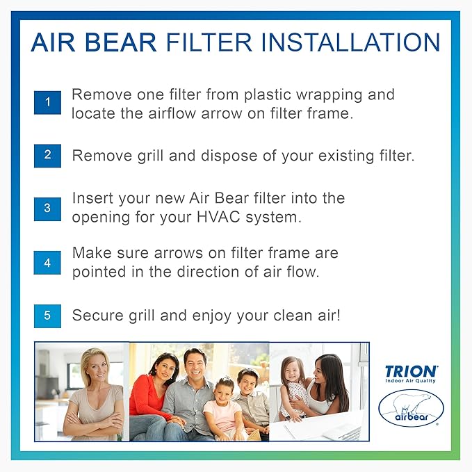 16x25x3 TRION Air Bear Cub Pleated HVAC Air Filter MERV 11 (2-Pack) (Actual Size: 15.75 x 24.75 x 3.06 Inches)