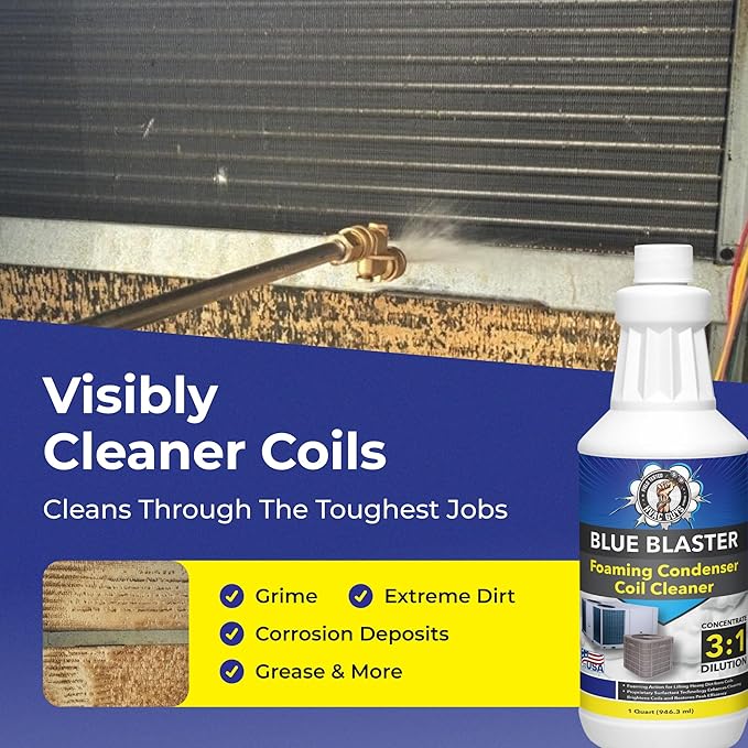 Leak Saver Foaming AC Condenser Coil Cleaner 4PK - 1 Quart | Concentrated Formula Makes 1 Gallon | Extreme Duty Foaming Condenser Cleaner for AC Unit