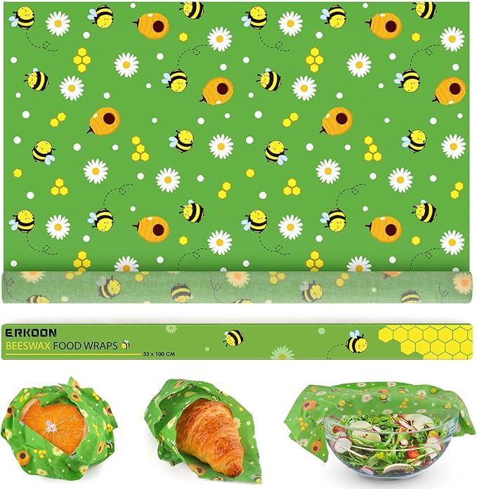 Beeswax Food Wraps,13x39 Inch Honeycomb Bread Wrap Eco-Friendly Reusable Bread Storage Bags Kitchen Food Storage Organic Beeswax Plastic Wrap