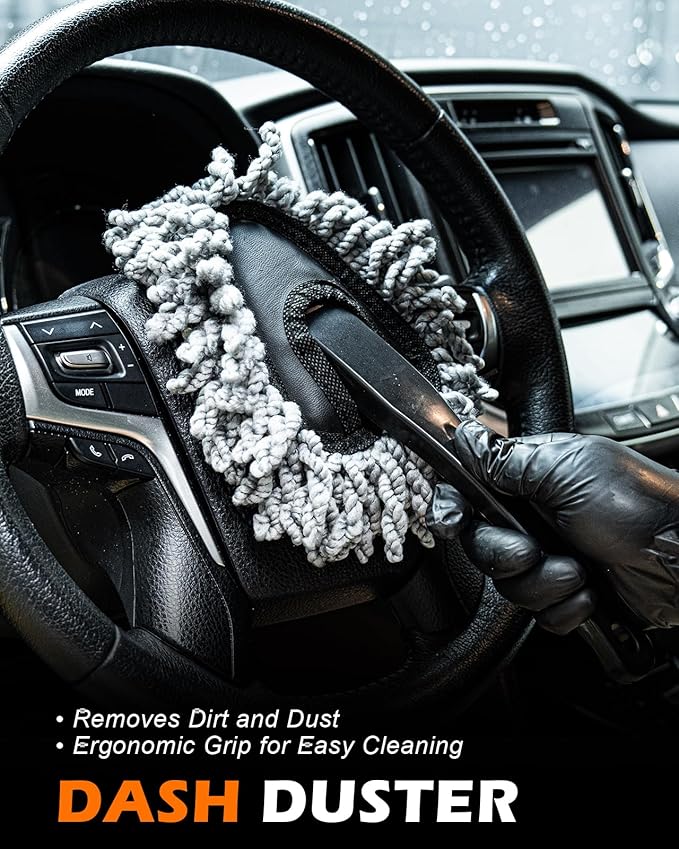 Viewmax 8PCS Car Detailing Brush Set, Interior Car Cleaning Kit with Dash Duster, 4 Detailing Brushes (Soft to Hard), Microfiber Towel, Cleaning Gel, for Vents, Dashboard & Leather Seats