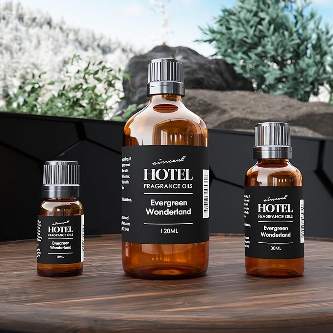 AirScent Evergreen Wonderland Holiday Diffuser Oil - Premium Holiday Fragrance Oil for Ultrasonic and Waterless Diffusers and Crafting - 30ml, 1 fl oz Glass Dropper Bottle - Christmas Tree Scent
