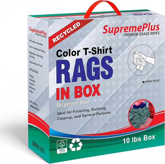 Recycled Color Knit Cleaning Rags (600 lbs. Pallet 60x10 lbs. Compressed Box) – Shop Cloths Bulk for Workshops, Mechanics, Painters, and Home Use, Multipurpose Cotton T-Shirt Rags