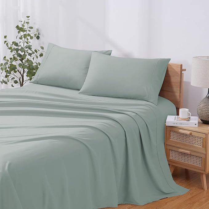 Modern Threads Soft Microfiber Solid Sheets - Luxurious Microfiber Bed Sheets - Includes Flat Sheet, Fitted Sheet with Deep Pockets, & Pillowcases Smoke California King