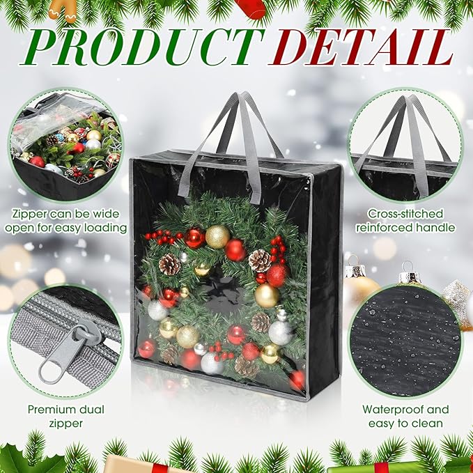 Oversized 6 Pack Storage Bags with Zipper 25 Gallon Tote Bags Moving Travel Camping Essentials Packing Supplies for Clothes Wreaths Quilts Decorations Toys, 26 x 26 x 8.7 Inches(Black)