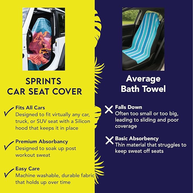 Sprints Athletic Running Towel, Full-Sized, Car Seat Cover - Performance Microfiber (Aztec Artisans & Chocolate Currency)