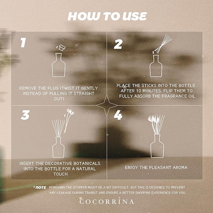 COCORRÍNA Lemon Eucalyptus Reed Diffuser – 6.76 oz Essential Oil with Sticks & Dried Eucalyptus Branches, Home Fragrance for Bedroom or Bathroom Décor