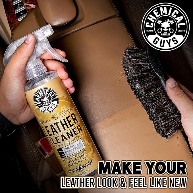 Chemical Guys Complete Leather Cleaner and Conditioner Detailing Kit with Total Interior, for Cars, Home, Office, and More (Works on Natural, Faux Leather and More) 9 Items - HOL412