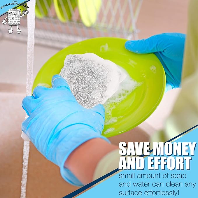 SPONGENATOR Kitchen Scrubbing Sponges - Heavy Duty Non Scratch Scrubbing Cleaner Sponges in 2 Colors - Multi Surface Non Metal Dish Scouring Scrubbers for Fast Cleaning (Gold & Silver, 6)