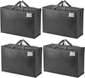 VENO 4 Pack Moving Bags, Christmas Storage Containers, Storage Totes, Zipper On Top, Sturdy, Storage Bags for Camping, Clothes, Bedding, Comforters, Pillows (27 Gallon Dark Gray, 4 Pack)