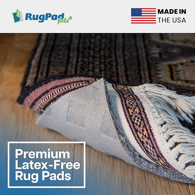 RugPadPets Waterproof Rug Pad, 4x6 ft (3/8" Thick) - Non-Slip Cushioned Pad for Area Floors - Washable, Pet-Friendly, Protects Floors from Spills and Accidents, Scratch-Resistant Rug Underlay