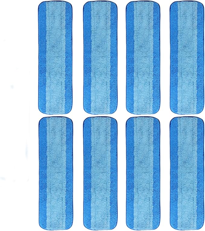 ZHAYAO 8 Pack Microfiber Cleaning Pads for Bona Mop, Reusable Microfiber Mop Pads for 18 Inch Mop, Hardwood & Hard Surface Floors Replacement Cleaning Mop Pads, Machine Washes