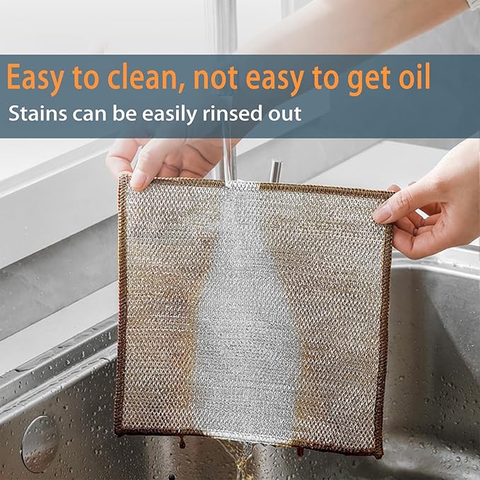 Sunyuneey Non-Scratch Metal Wire Dishcloth, Quick Cleaning Without Leaving Marks, Easily removes Stubborn Stains, Suitable for Various Surfaces, Metal Wire Dishcloth Cleaning Power (20)