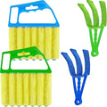 Romooa 4 Pcs Window Venetian Blind Cleaner Duster Tool 7 Finger Blind Rush and Shutter Cleaner Brush Hand-held Window Shutter Air Conditioner Duster for Dirt(Green, Blue)