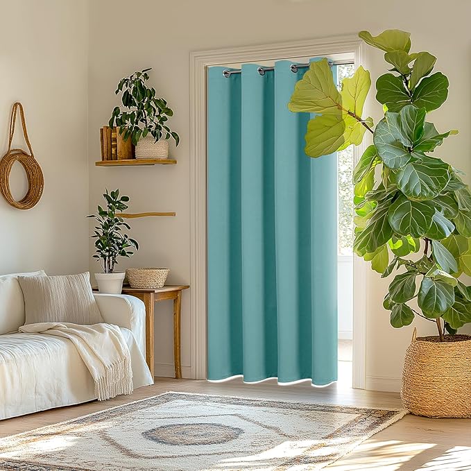 ChrisDowa Blackout Curtains 120 Inches Long for Living Room, Grommet Thermal Insulated Room Darkening Curtains for Bedroom (1 Panel Set, Aqua, 52 x 120 Inch)