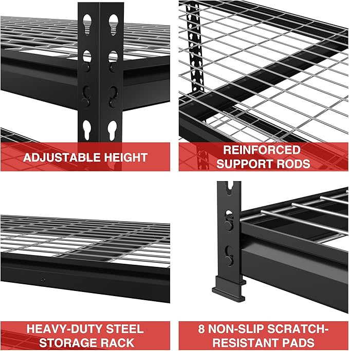 WORKPRO 5-Tier Metal Shelving Unit, 48”W x 24”D x 72”H, Heavy Duty Adjustable Storage Rack, 4000 lbs Load Capacity (Total), for Garage, Basement, Warehouse, 10 Pack